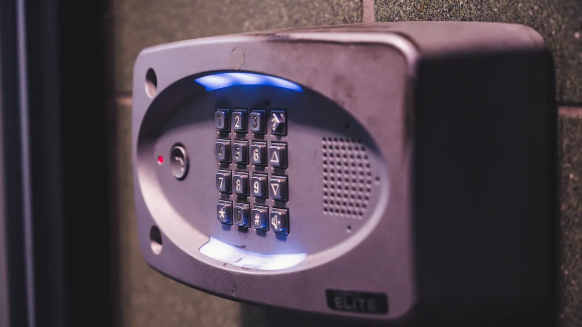 Digital keypad lock on a wall