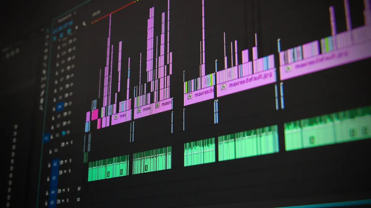 timeline chart with colored bars on a screen