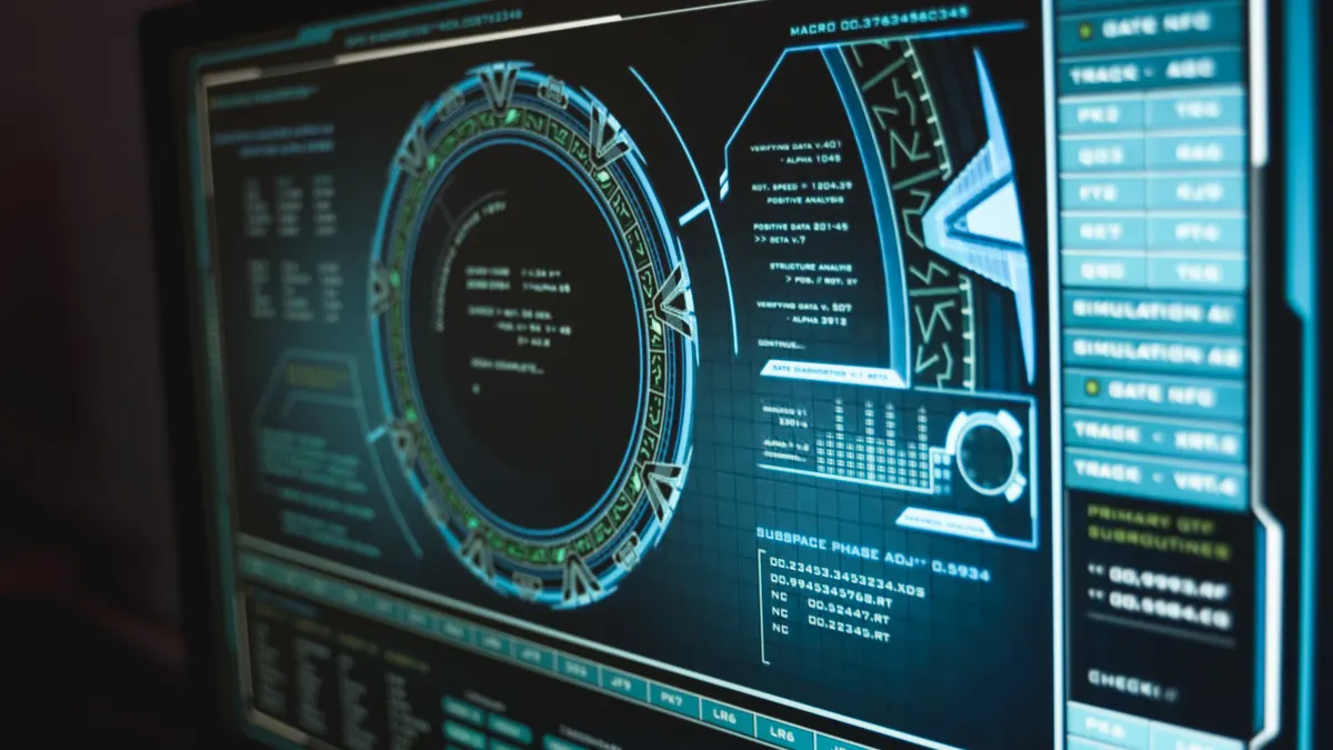 futuristic analytics interface on a monitor