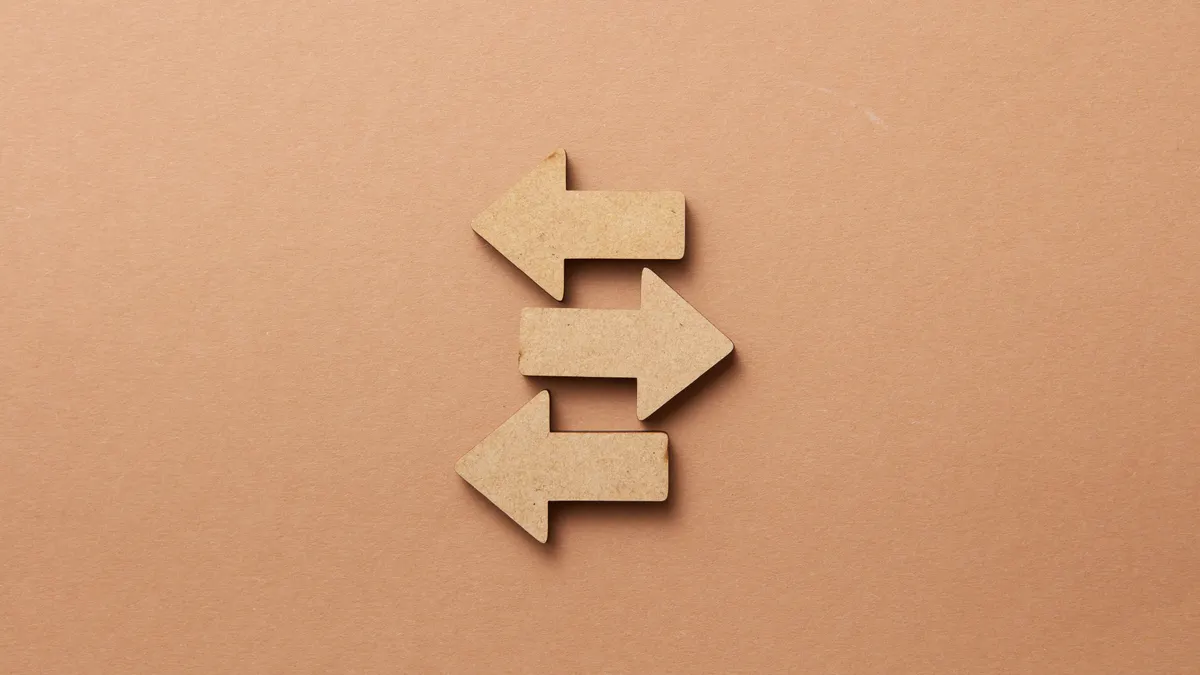 stacked arrows pointing different directions